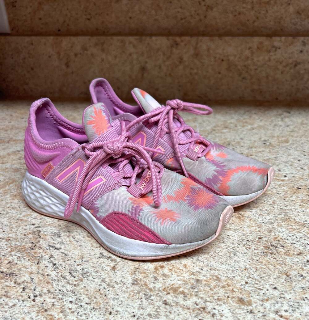 New Balance Fresh Foam Roav Kids' Running Shoes, Pink Floral